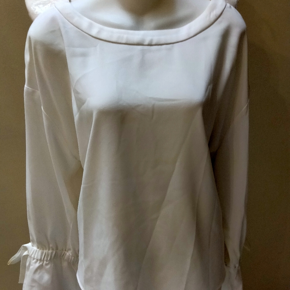 Premise Studio Women Ivory Long Sleeve Blouse XL